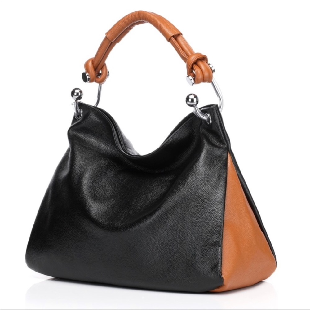 Black Leather Hobo Handbag